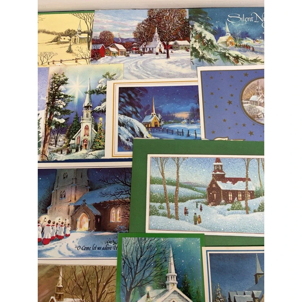 Vintage Christmas Cards Fronts ONLY Churches Cathedrals Scrapbooking Crafts 50+
